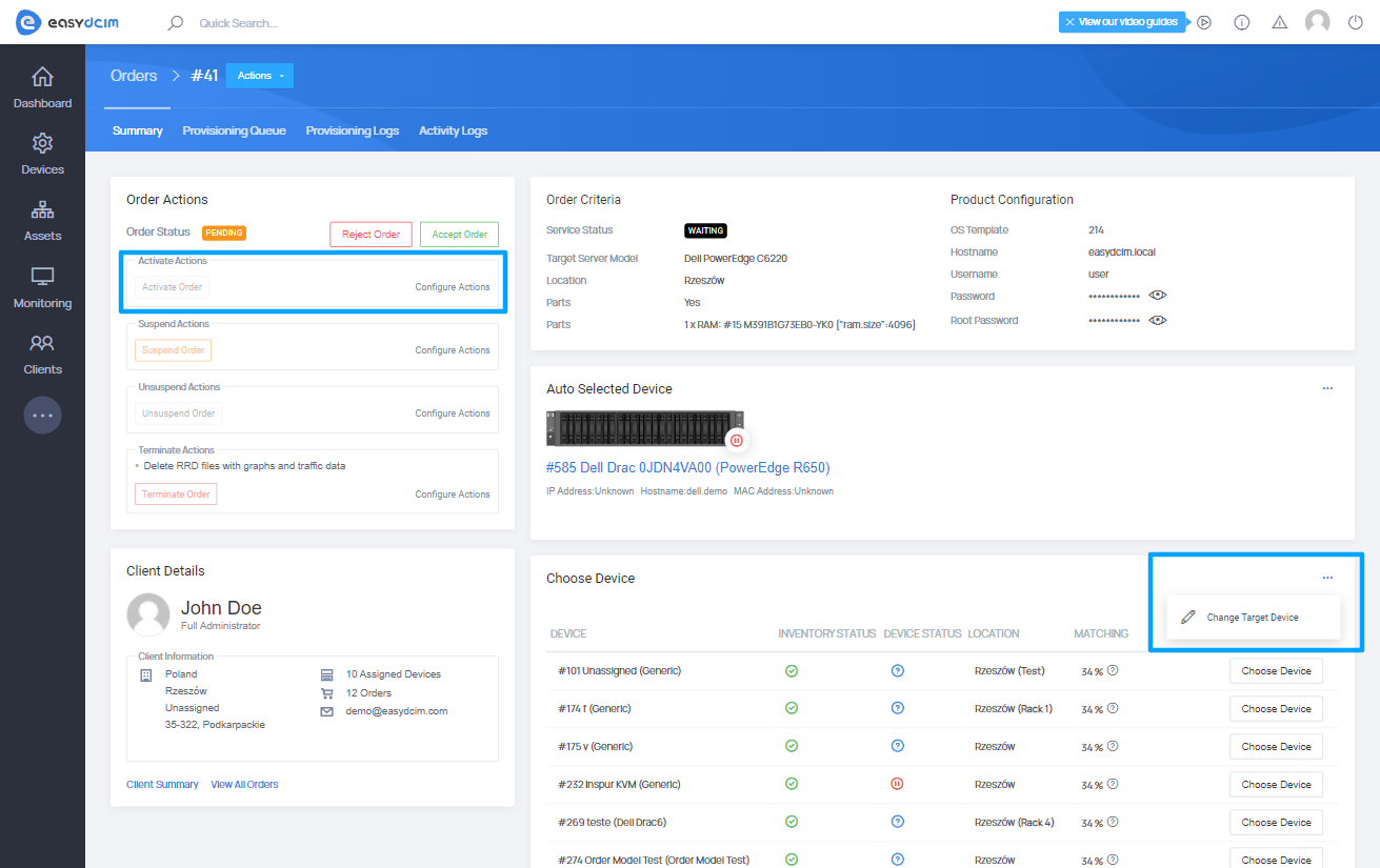 Assigning Clients: Servers - EasyDCIM Documentation