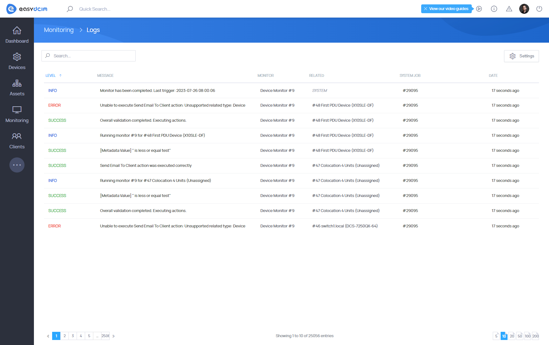 Advanced Monitoring: Logs - EasyDCIM Documentation