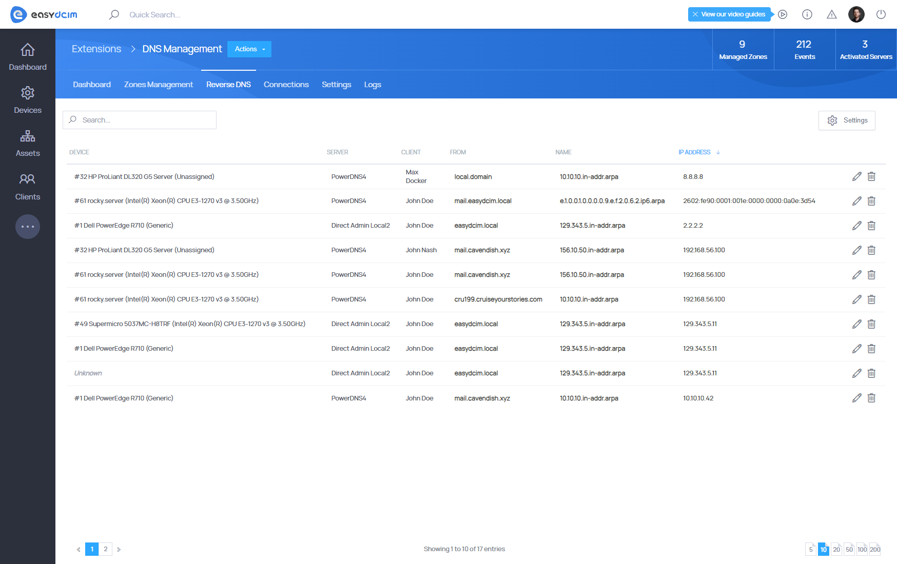 DNS Management: rDNS Records - EasyDCIM Documentation