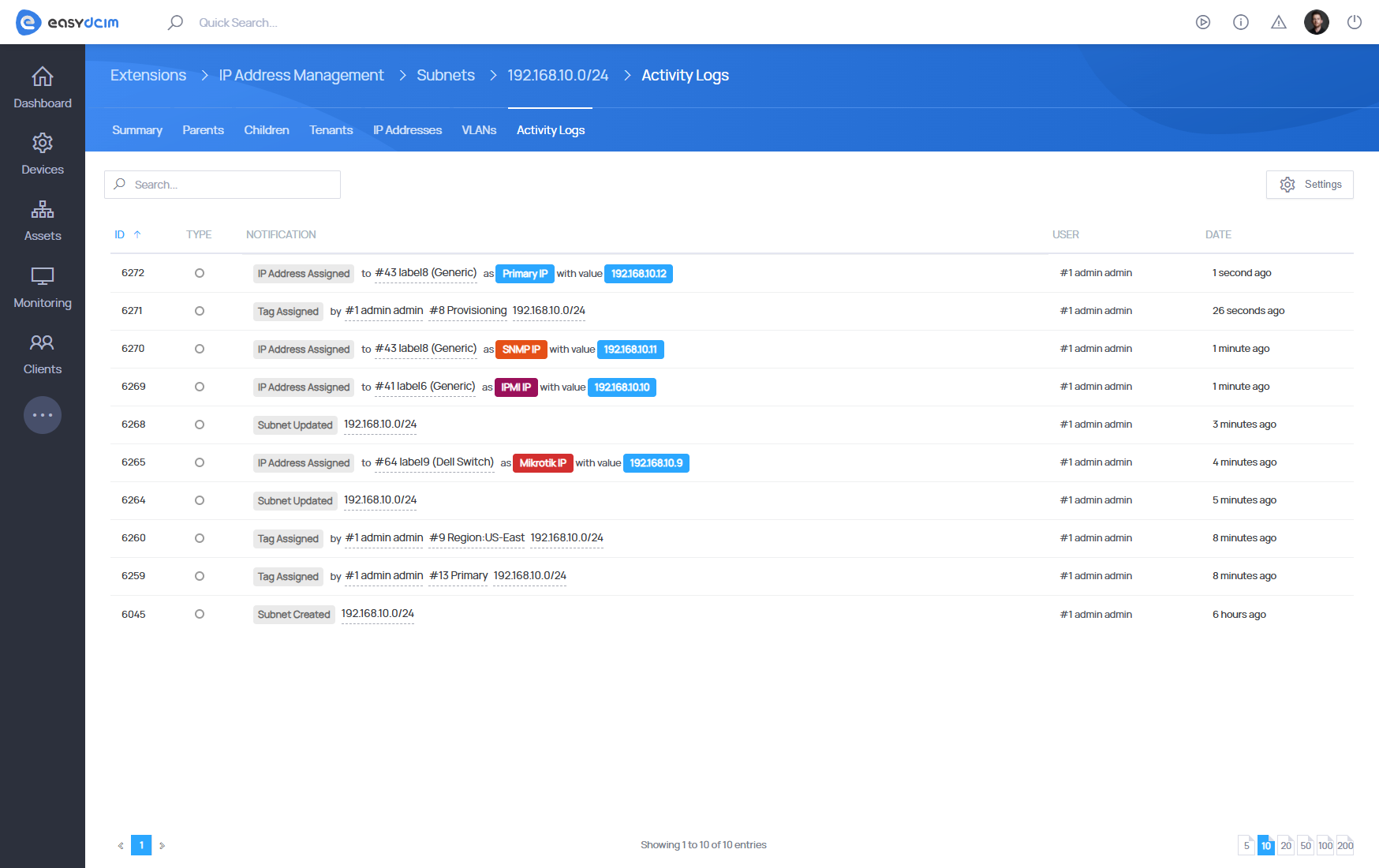 IP Address Management - EasyDCIM Documentation