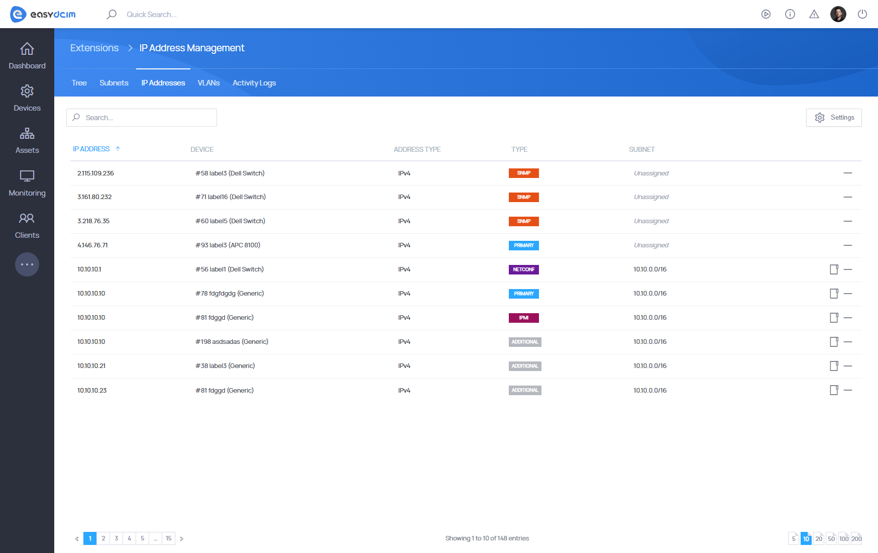 IP Address Management - EasyDCIM Documentation
