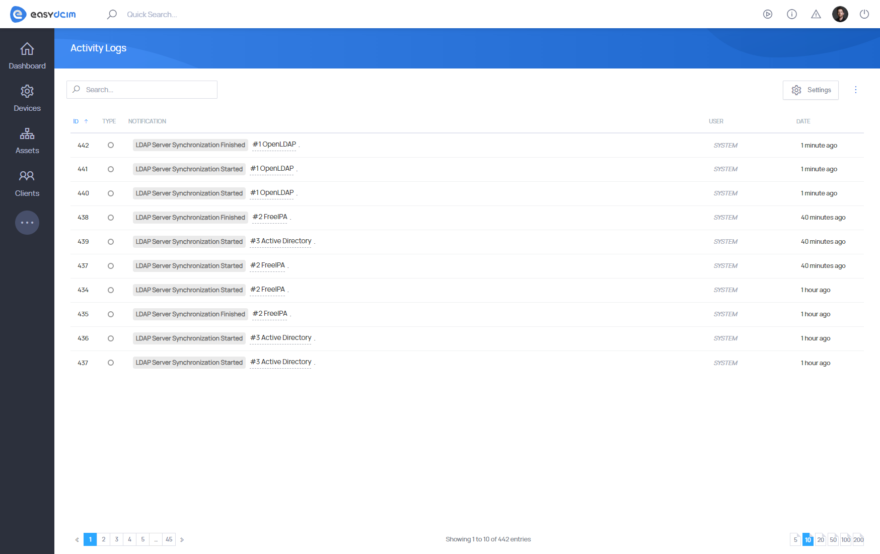 LDAP Authentication: Activity Logs - EasyDCIM Documentation