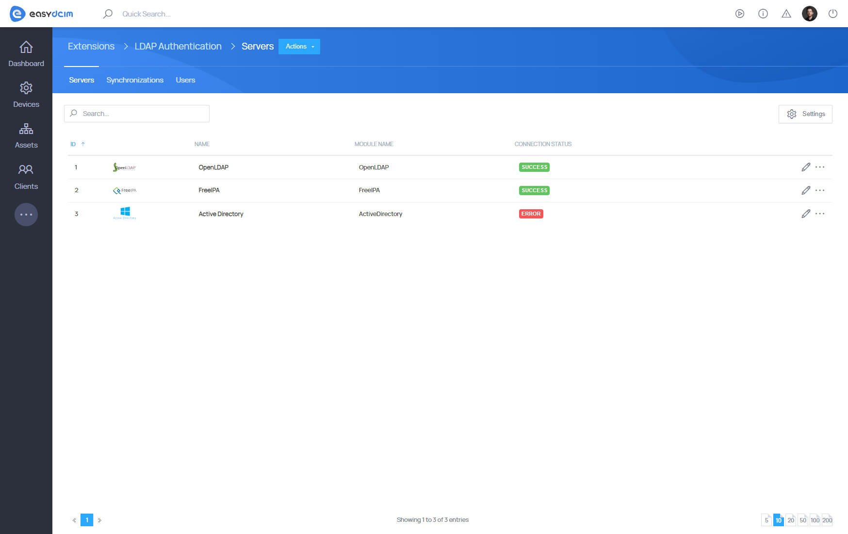 LDAP Authentication: Servers List - EasyDCIM Documentation