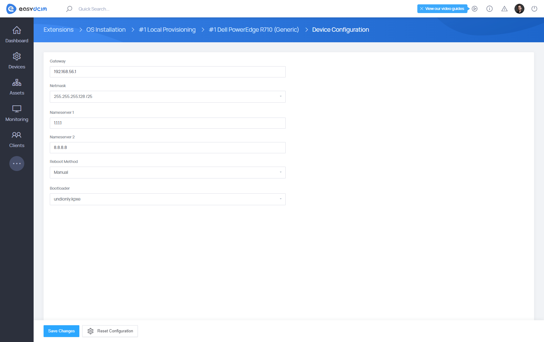 OS Installation: Device Configuration - EasyDCIM Documentation