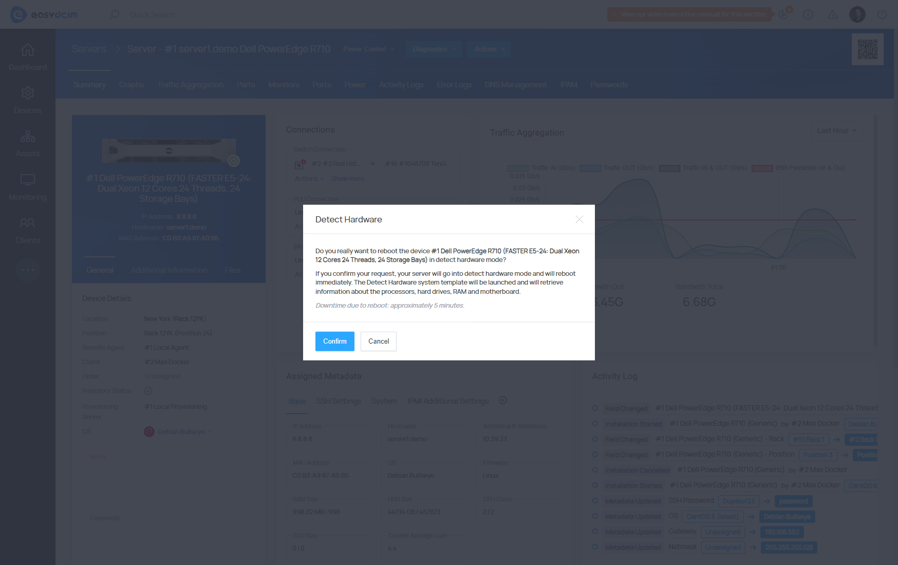 Reboot Server to Detect Hardware Alert - EasyDCIM Documentation