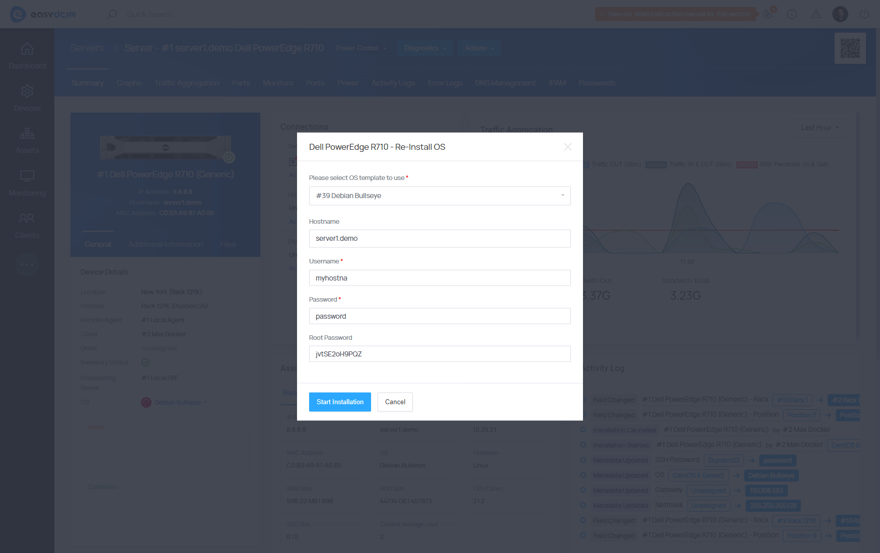 OS Installation: OS Re-Install Form - EasyDCIM Documentation