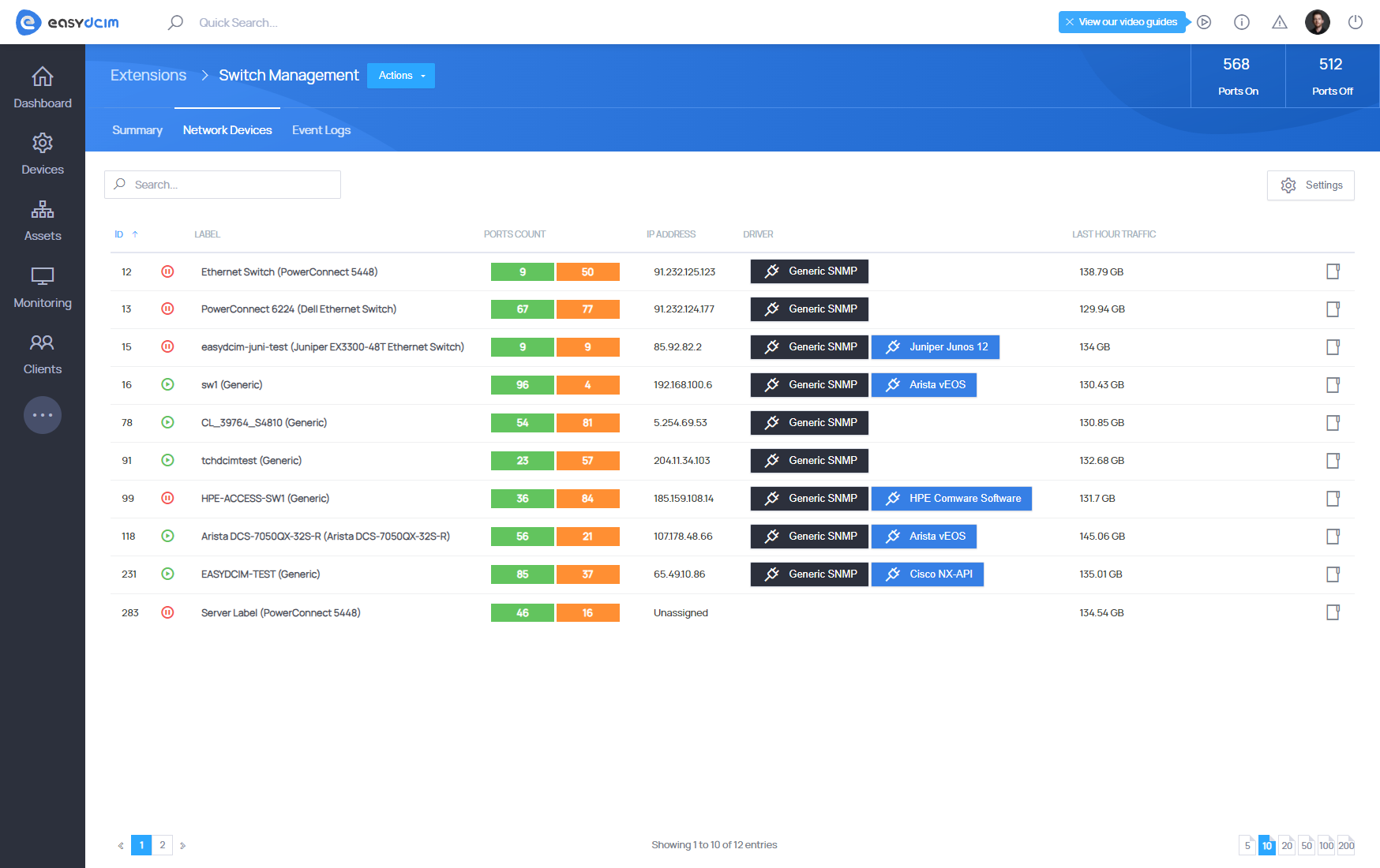 Switch Management: Network Devices - EasyDCIM Documentation