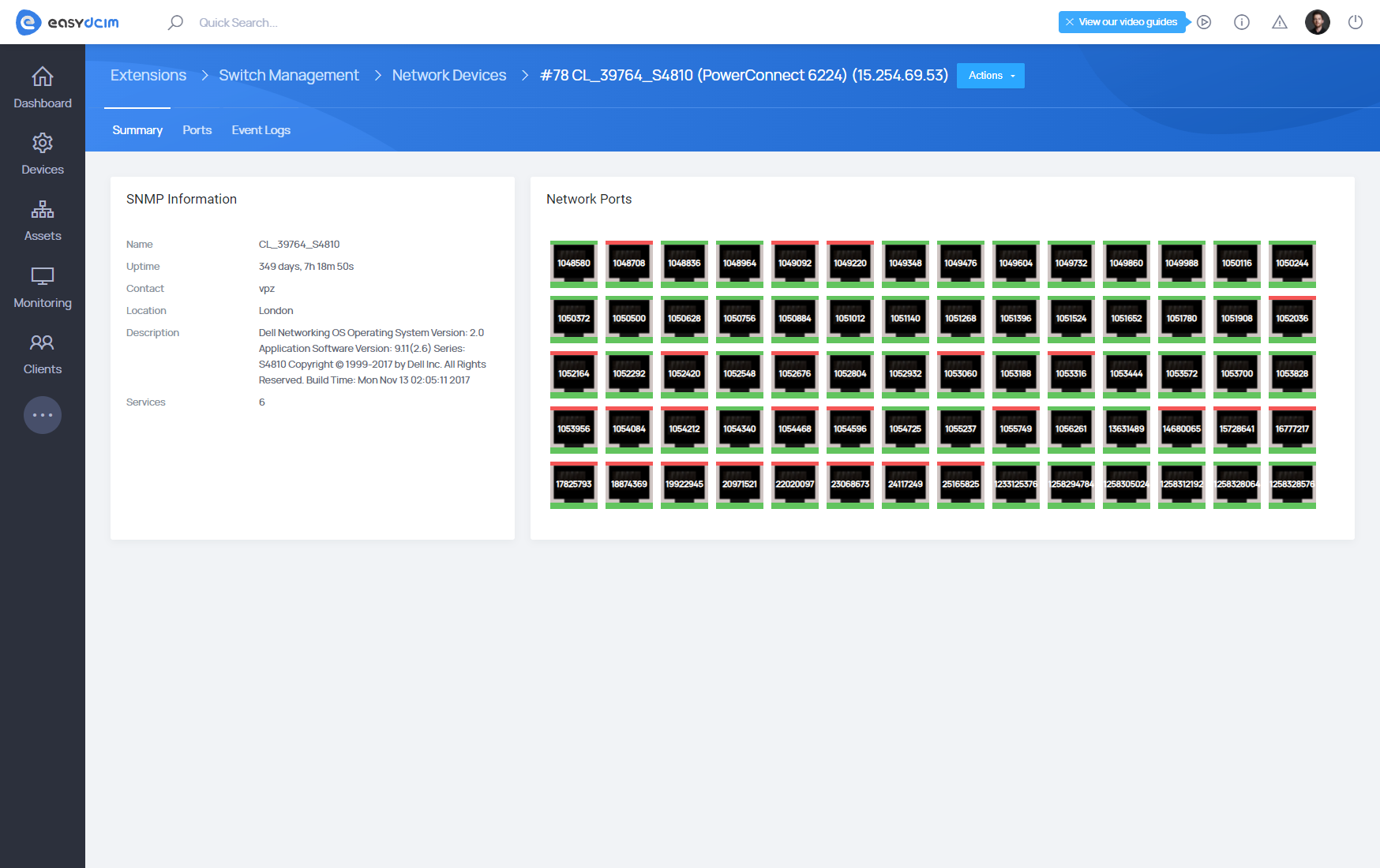 Switch Management: Device Summary - EasyDCIM Documentation