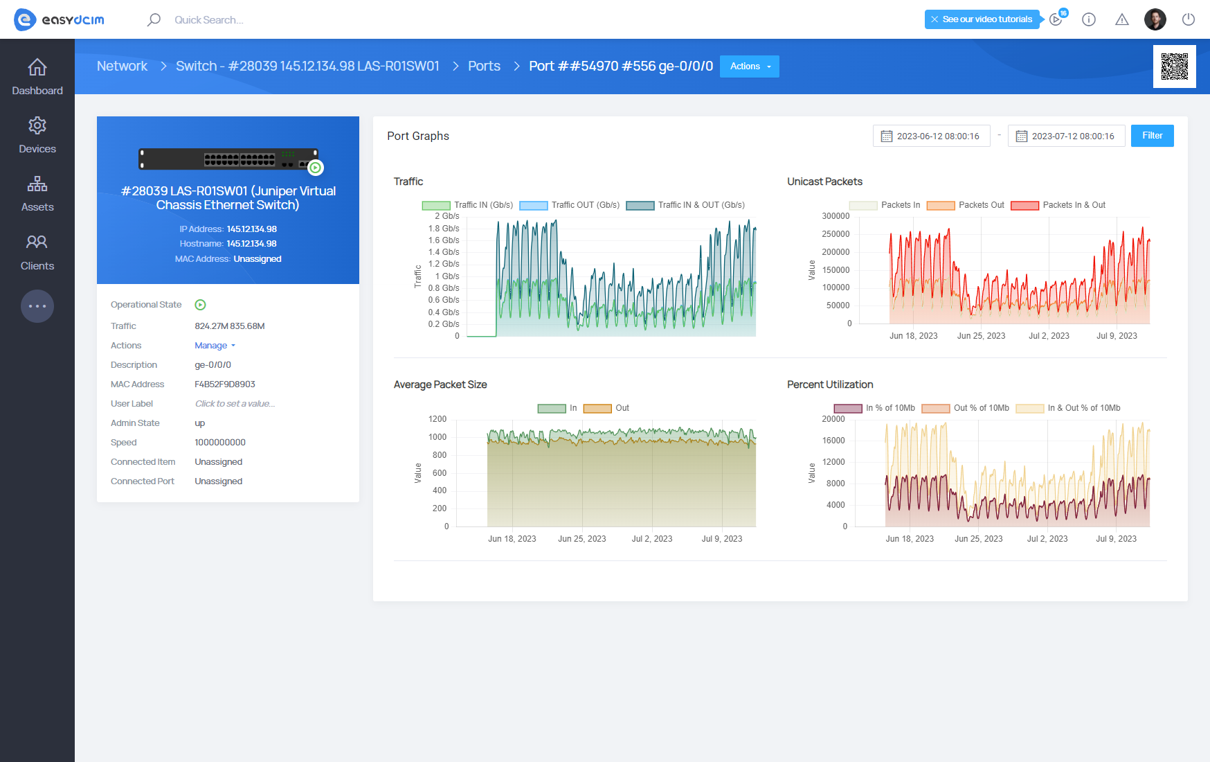 Switches: Port Summary with Graphs - EasyDCIM Documentation