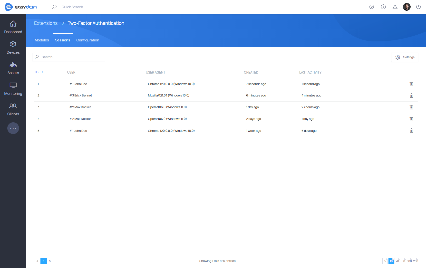 Two-Factor Authentication: Login Sessions - EasyDCIM Documentation