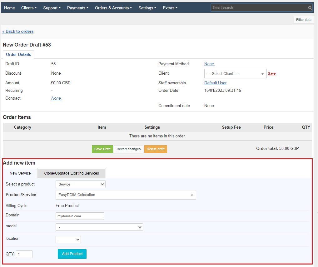 New Item Details: HostBill Colocation Module - EasyDCIM Documentation