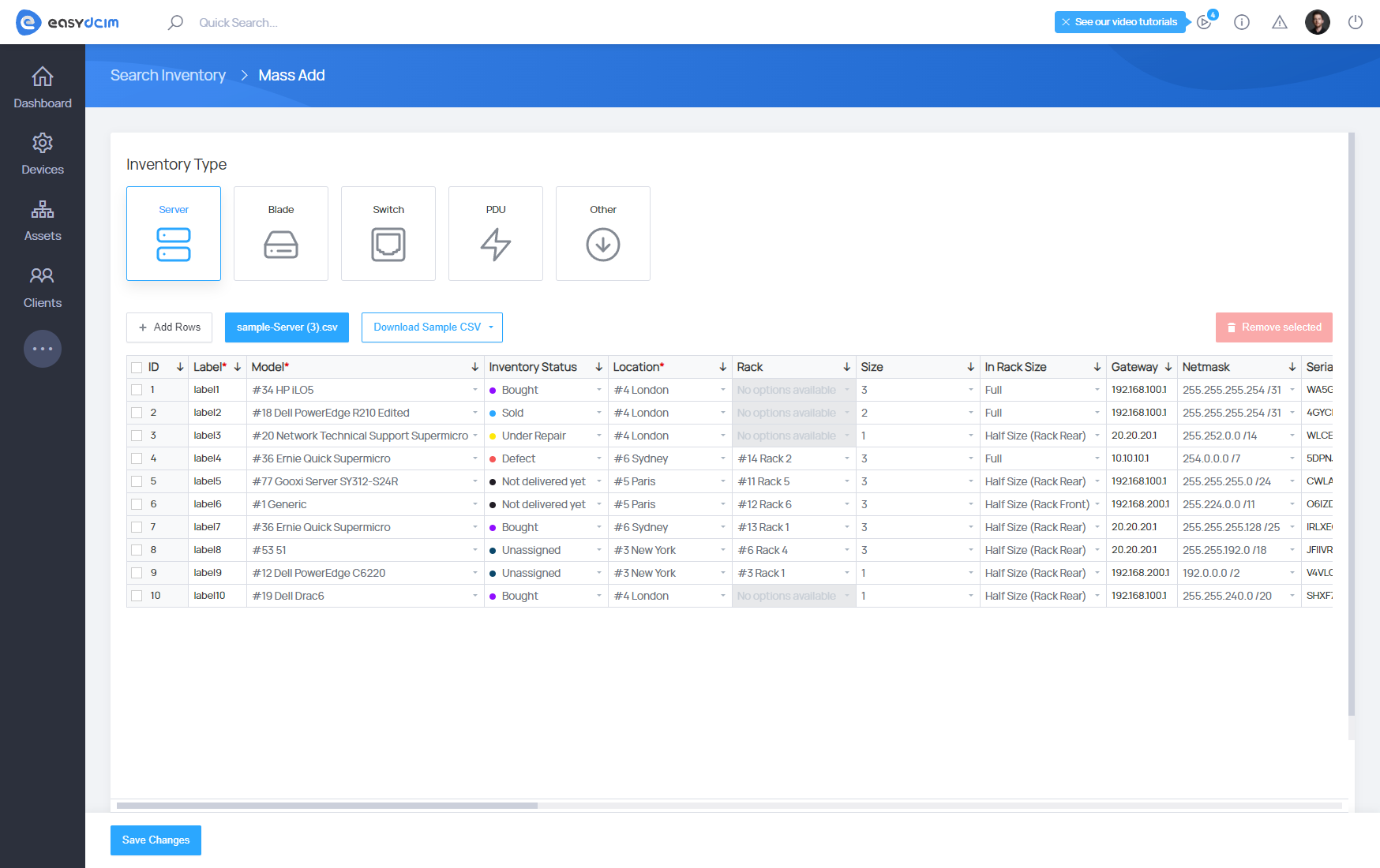 Data Import via CSV File - EasyDCIM Documentation