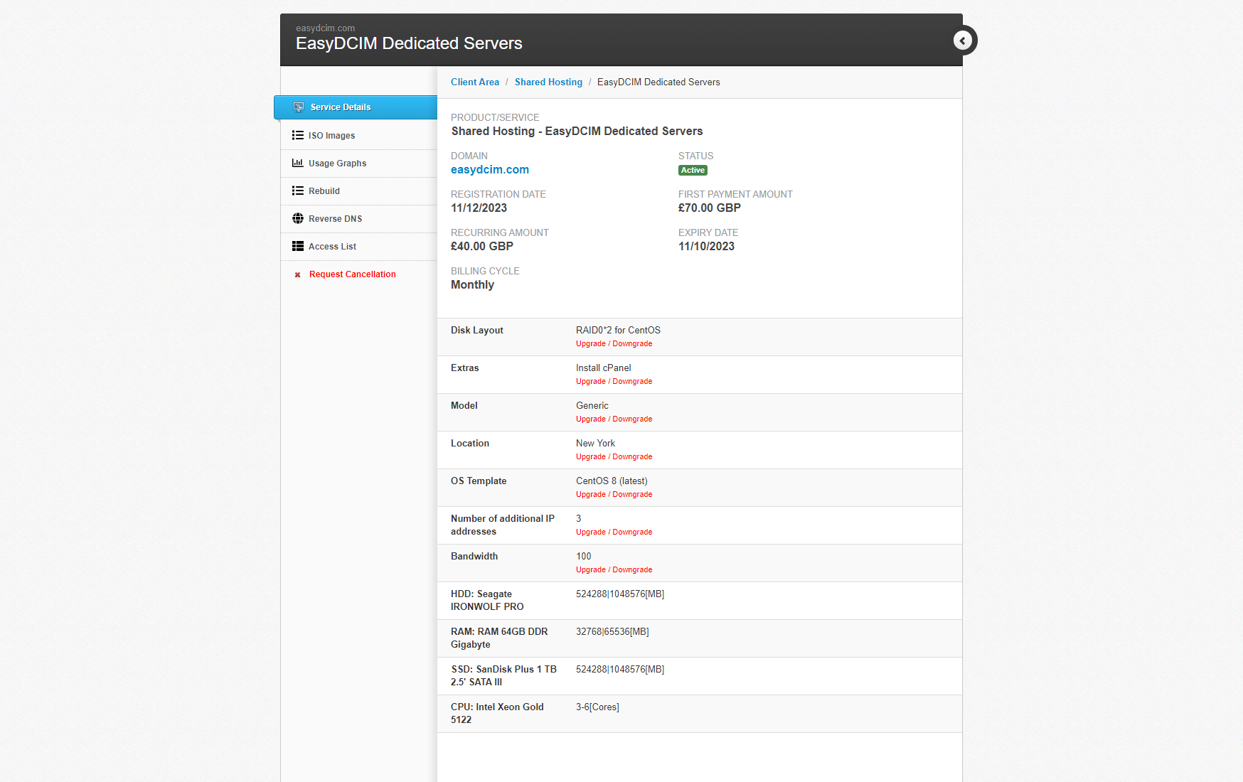 EasyDCIM Dedicated Servers For HostBill Module - Screenshot 1