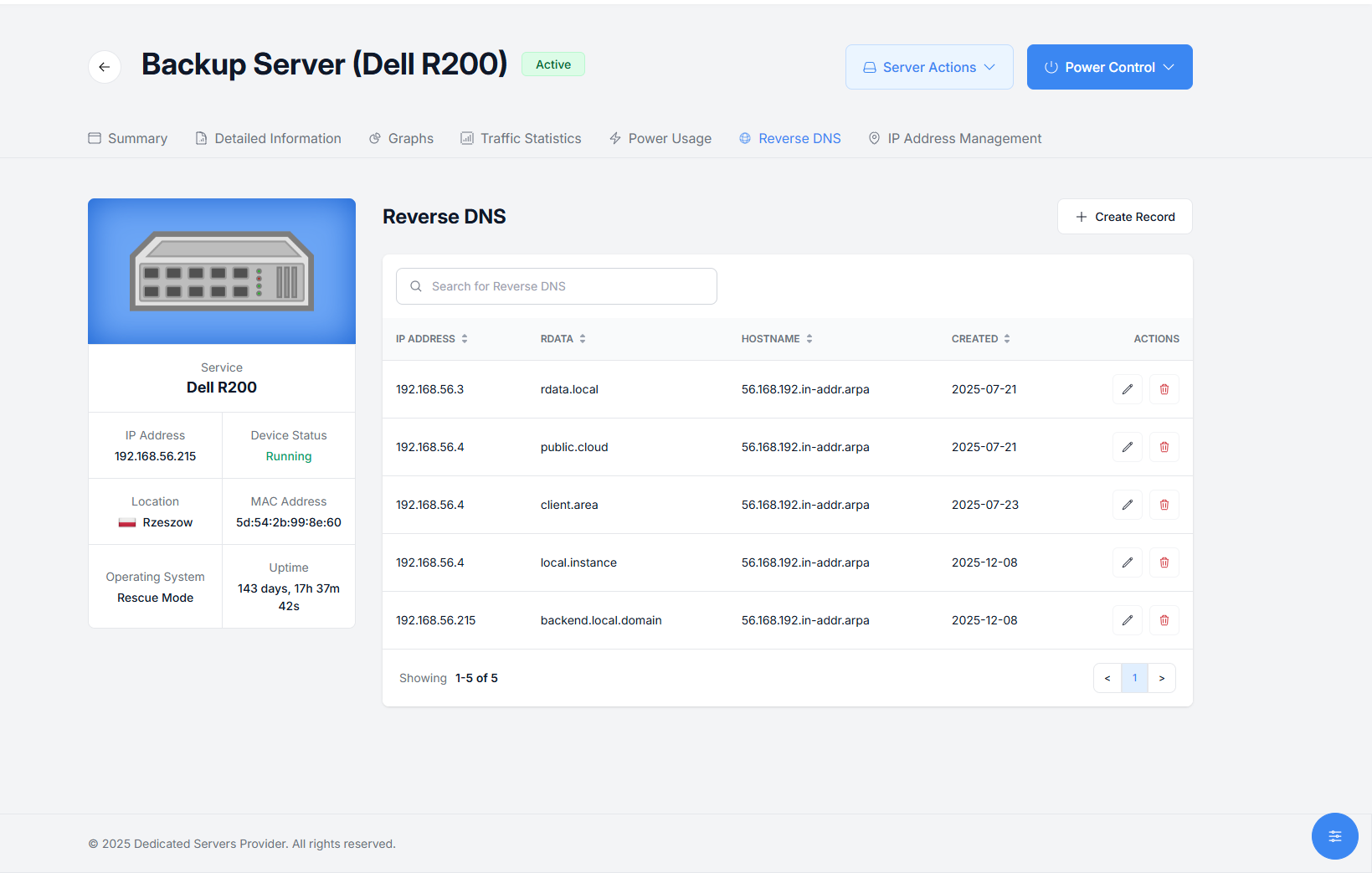 rDNS Management - EasyDCIM Client Control - Screenshot 2